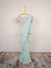 Light Blue Organza Saree with Sequins and Beads Embellished Border paired with Designer Blouse - Diadem