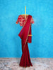 Reddish Pink Chiffon Georgette Saree with Embroidery Border and Velvet Designer Blouse - Diadem