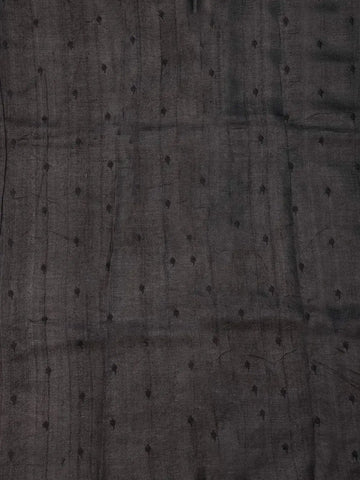 Black Tussar Silk Saree with Floral Thread Work and Embroidery Border - Diadem