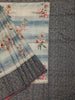 Blue with Grey Tussar Silk Saree with Floral Prints and Embroidery Border - Diadem