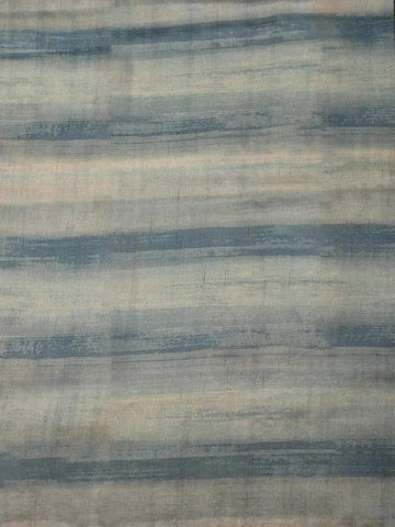 Blue with Grey Tussar Silk Saree with Floral Prints and Embroidery Border - Diadem