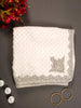 White Crepe Bridal Saree with Beads Dot Design on the Body with Embroidery Border - Diadem