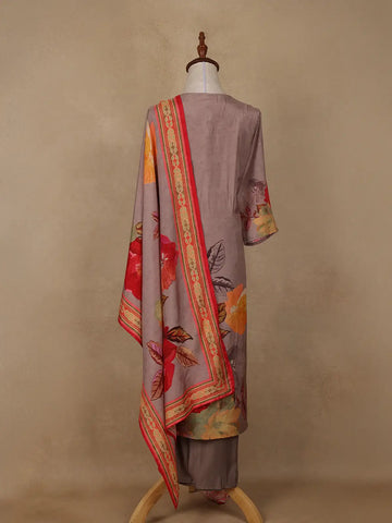Pale Pink Floral Designed Rayon Salwar Suit - Diadem
