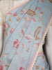 Pale Blue Floral Designed Georgette Fancy Saree - Diadem