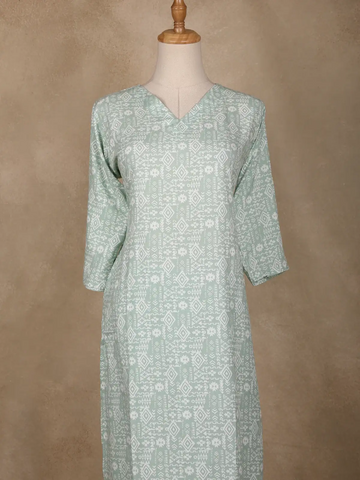 Pale Green Floral Designed Cotton Salwar Suit - Diadem