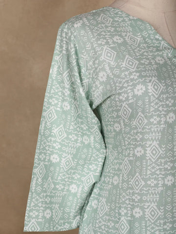 Pale Green Floral Designed Cotton Salwar Suit - Diadem