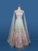 Pale Green Floral Embroidery Bridal Net Lehenga - Diadem