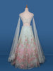 Pale Green Floral Embroidery Bridal Net Lehenga - Diadem