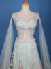 Pale Green Floral Embroidery Bridal Net Lehenga - Diadem