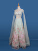 Pale Green Floral Embroidery Bridal Net Lehenga - Diadem