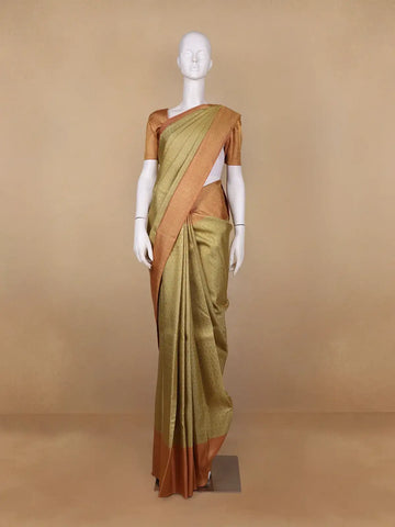 Pale Green Floral Woven Pure Kanchipuram Silk Saree - Diadem
