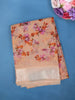 Pale Peach Floral Designed Fancy Cotton Saree - Diadem