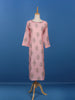 Pale Pink Leaf Designed Cotton Kurti - Diadem