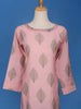 Pale Pink Leaf Designed Cotton Kurti - Diadem