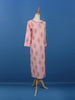 Pale Pink Leaf Designed Cotton Kurti - Diadem