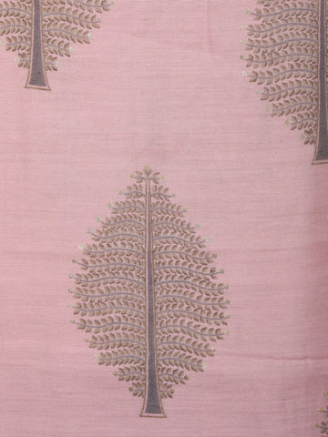 Pale Pink Leaf Designed Cotton Kurti - Diadem