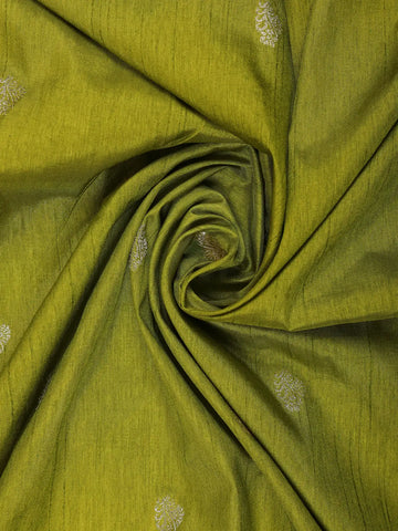 Parrot Green Floral Design Tussar Silk Saree - Diadem