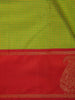 Parrot Green Mini Checked Design Pure Kanchipuram Silk Saree