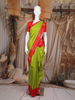 Parrot Green Mini Checked Design Pure Kanchipuram Silk Saree