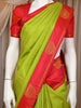 Parrot Green Mini Checked Design Pure Kanchipuram Silk Saree