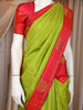 Parrot Green Mini Checked Design Pure Kanchipuram Silk Saree