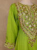 Parrot Green Floral Designed Semi Silk Salwar Suit - Diadem