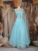 Pastel Aqua Blue Sequin Embroidered Design Net Lehenga with Dupatta