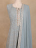 Pastel Blue Floral Sequins Embroidered Design Georgette Palazzo Suit