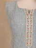 Pastel Blue Floral Sequins Embroidered Design Georgette Palazzo Suit