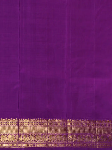 Pastel Green Floral Design With Purple Zari Woven Soft Silk Saree - Diadem