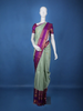 Pastel Green Floral Design With Purple Zari Woven Soft Silk Saree - Diadem