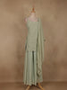 Pastel Green Sequins Design Georgette Palazzo Suit with Dupatta