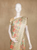 Pastel Green and Peach Floral Woven Design Banarasi Saree with Designer Zari Border