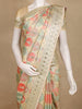 Pastel Green and Peach Floral Woven Design Banarasi Saree with Designer Zari Border