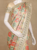 Pastel Green and Peach Floral Woven Design Banarasi Saree with Designer Zari Border