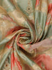 Pastel Green and Peach Floral Woven Design Banarasi Saree with Designer Zari Border