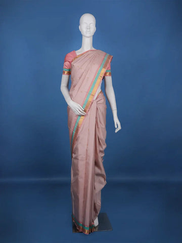 Pastel Pink Woven Butta Design Pure Kanchipuram Silk Saree - Diadem