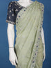 Pastel Olive Green Sequin Work Embroidery Designed Net Saree - Diadem