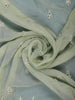 Pastel Olive Green Sequin Work Embroidery Designed Net Saree - Diadem