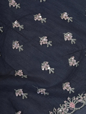 Pastel Olive Green Sequin Work Embroidery Designed Net Saree - Diadem