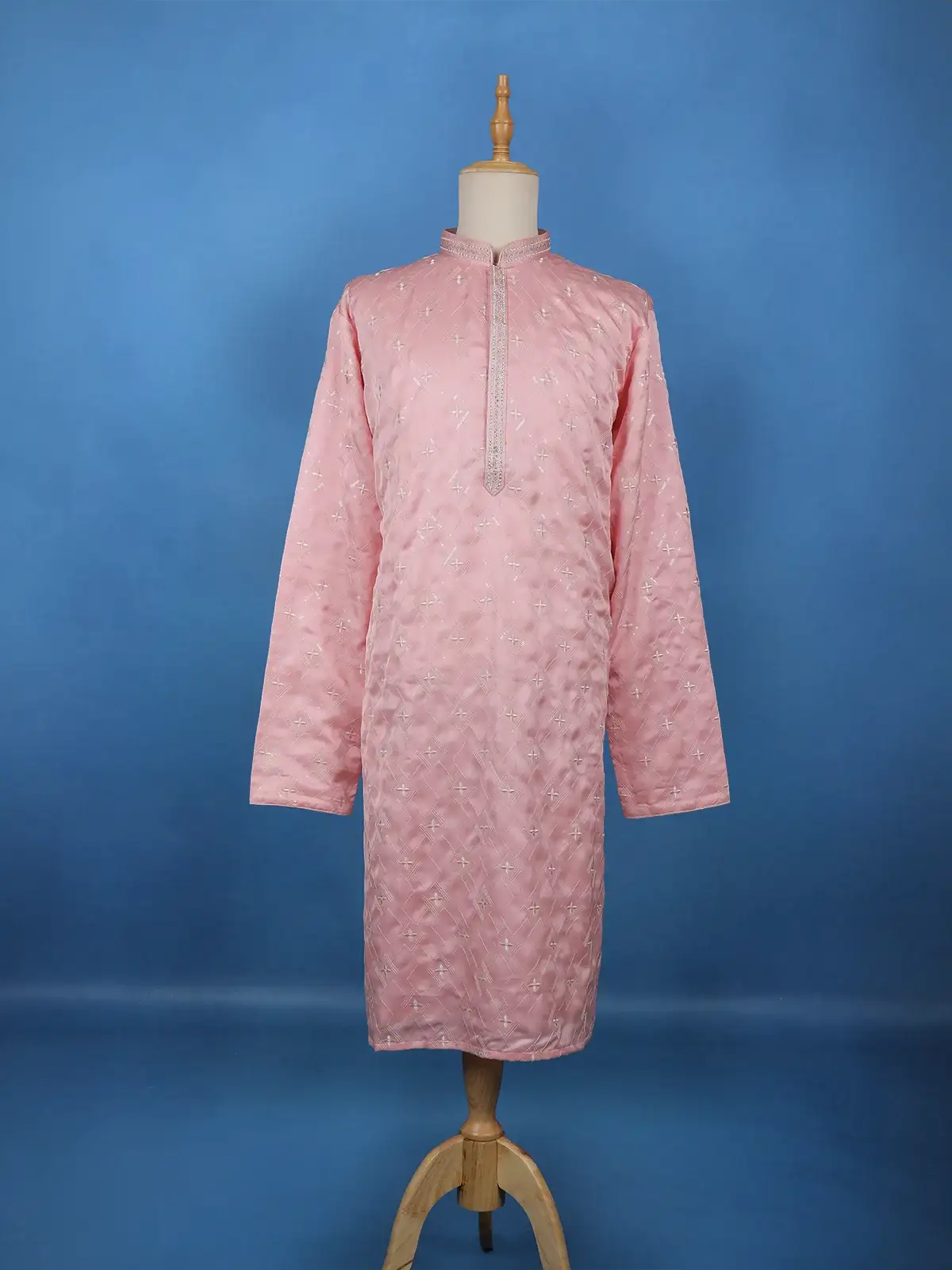Pastel Pink Thread Embroidered Kurta Set , With Pant - Diadem