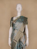 Pastel Teal Blue Floral Motifs Semi Tissue Saree - Diadem