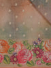 Peach Brown Floral Printed Design Semi Tussar Saree