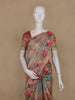 Peach Brown Floral Printed Design Semi Tussar Saree