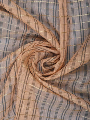 Peach Checked Design Semi Tussar Saree With Zari Border - Diadem