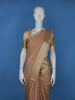 Peach Checked Design Semi Tussar Saree With Zari Border - Diadem