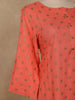 Peach Checks Printed Cotton Kurti - Diadem