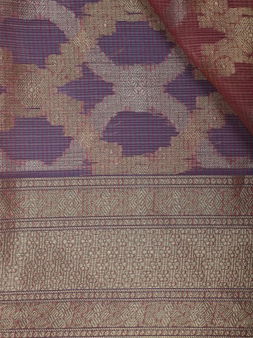 Peach Floral Design Semi Tissue Saree - Diadem