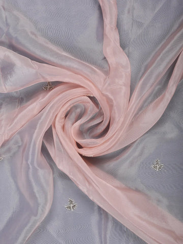 Pastel Peach Floral Design Synthetic Saree - Diadem