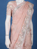 Pastel Peach Floral Design Synthetic Saree - Diadem